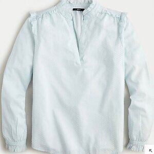 J. Crew ruffle trim v neck popover in clip dot
